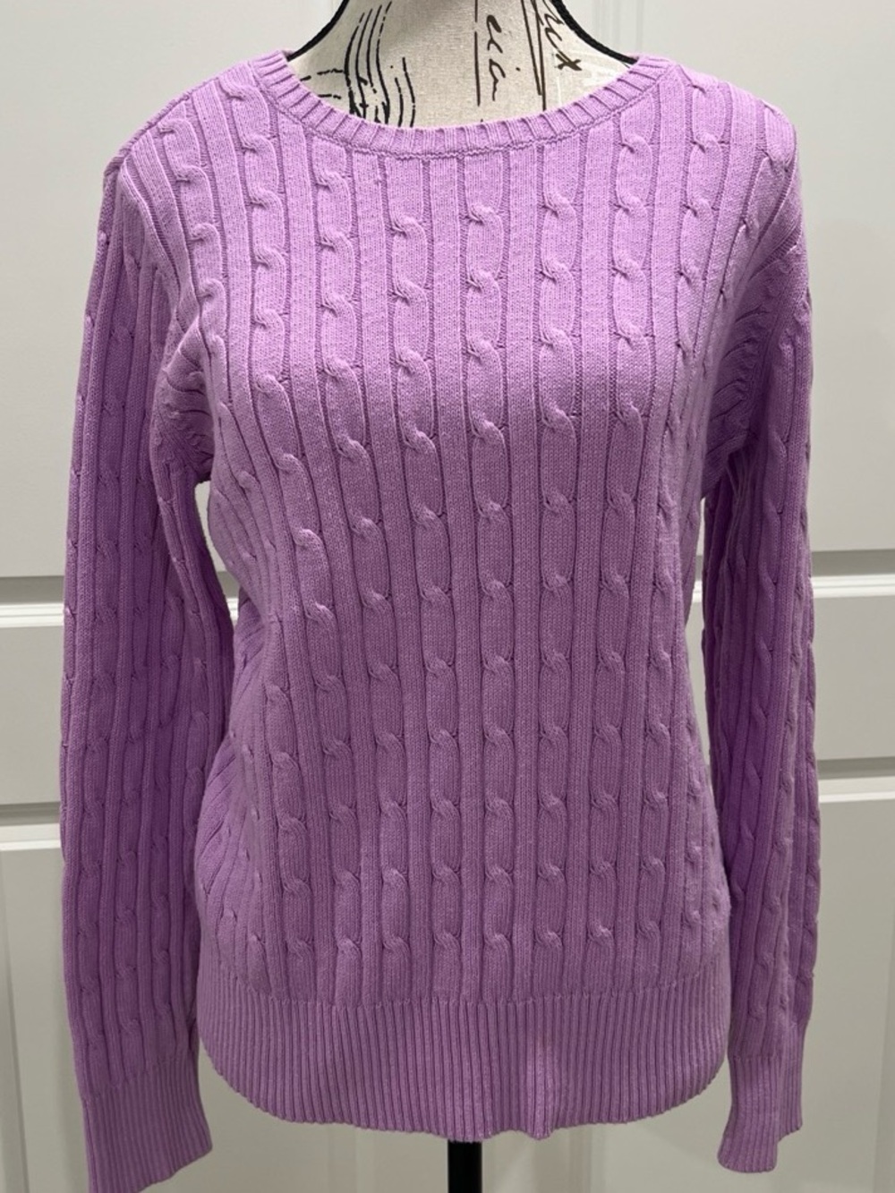 St John’s Bay Lilac Cable Knit Women's Sweater - size large